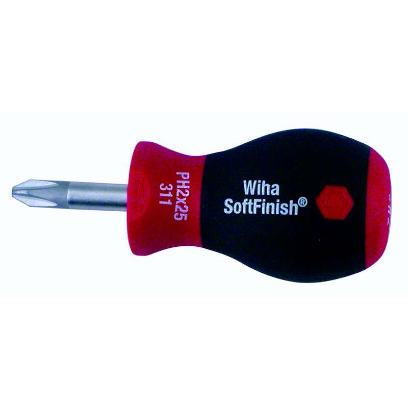 SoftFinish Ergonomic Cushion Grip Stubby Phillips Screwdriver, #2 x 75mm Long